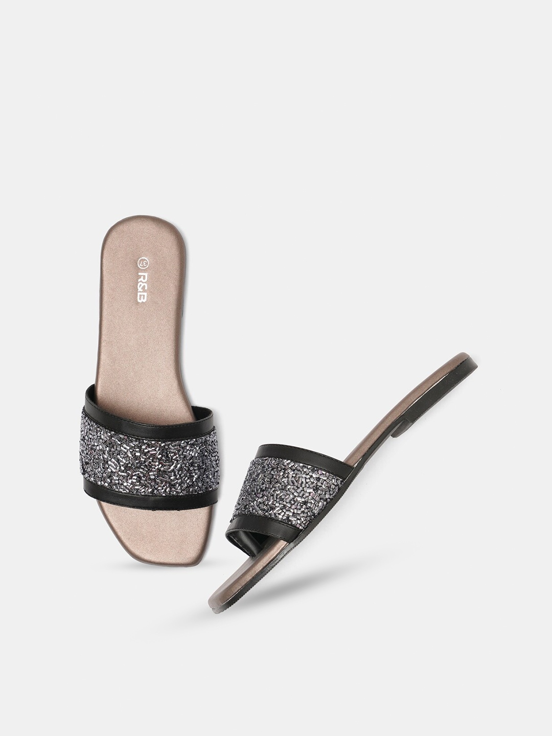 

R&B Women Silver-Toned Embellished Flats