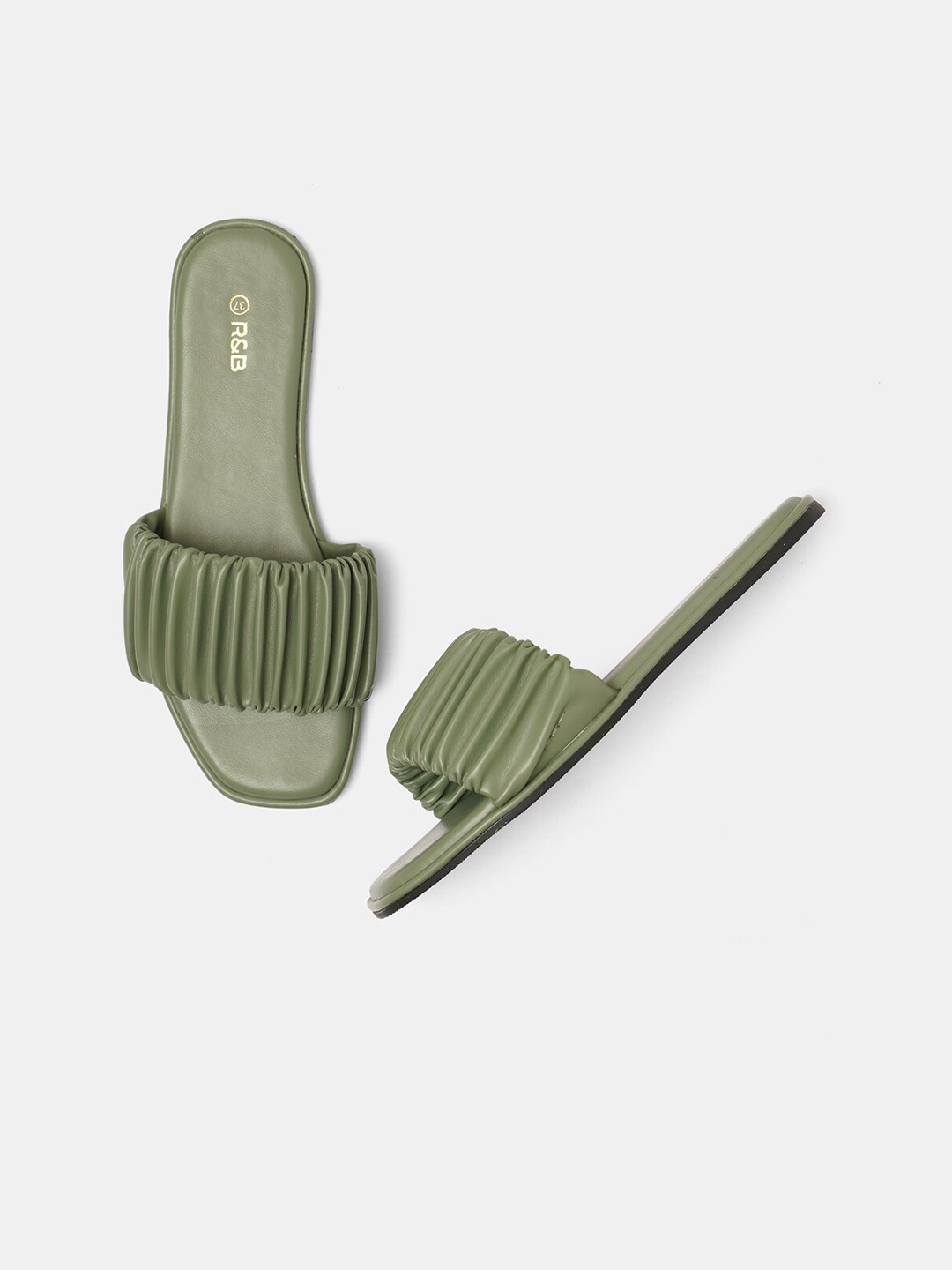 

R&B Women Green Textured Flats