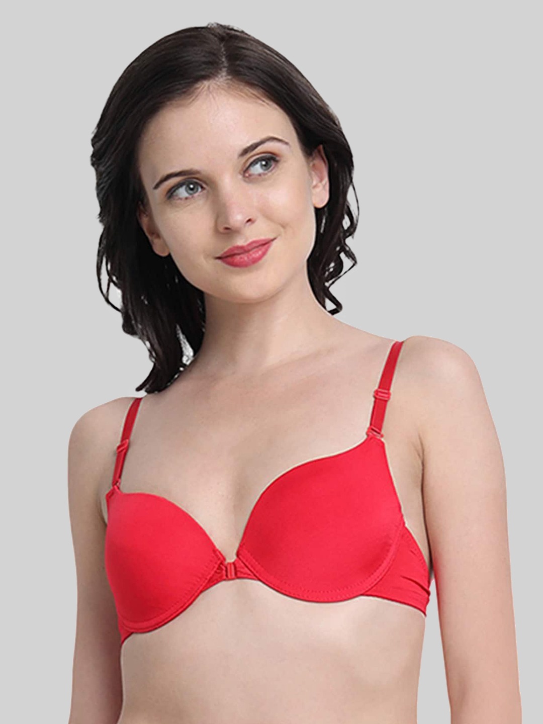 

Opulent Red Solid Seamless Underwired Heavily Padded Pushup Bra