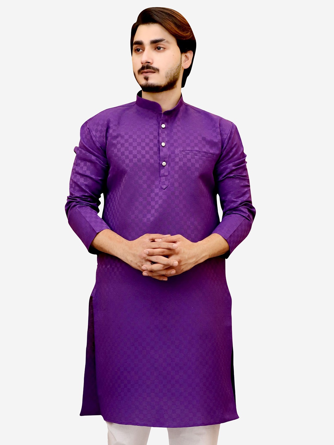 

Tibra Collection Men Purple Straight Kurta