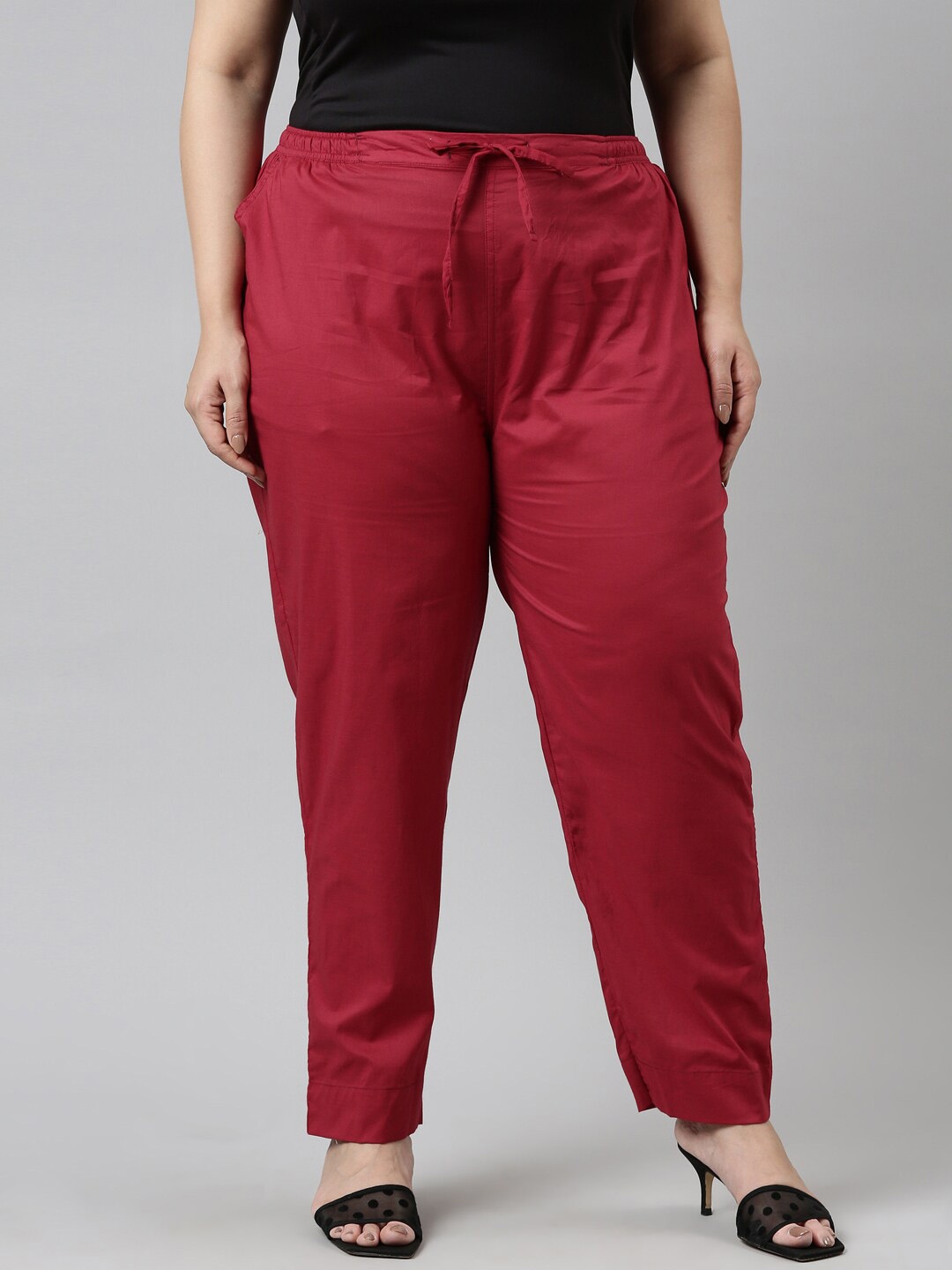 

Go Colors Women Maroon Tapered Fit Trousers