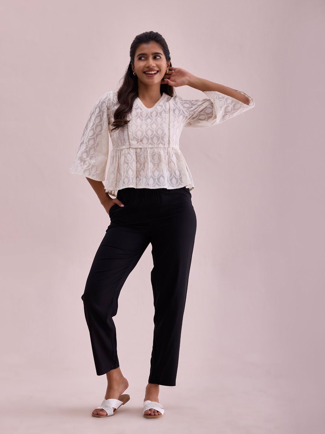 

Go Colors Women Black Relaxed Trousers Plus Size