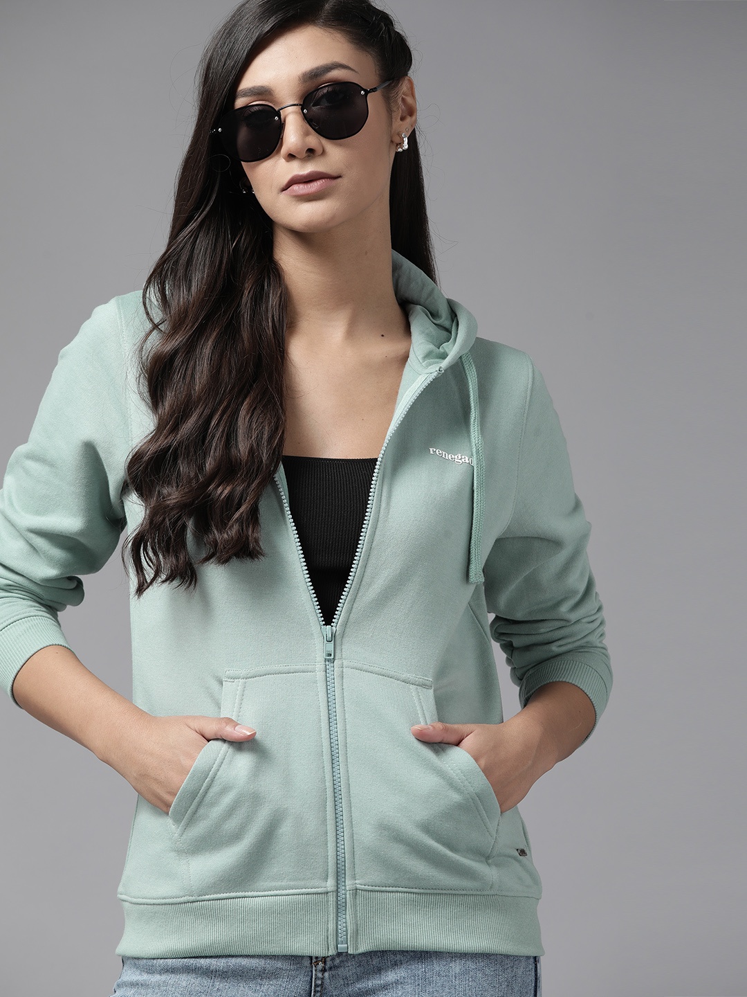 

Roadster Women Sea Green Hooded Sweatshirt