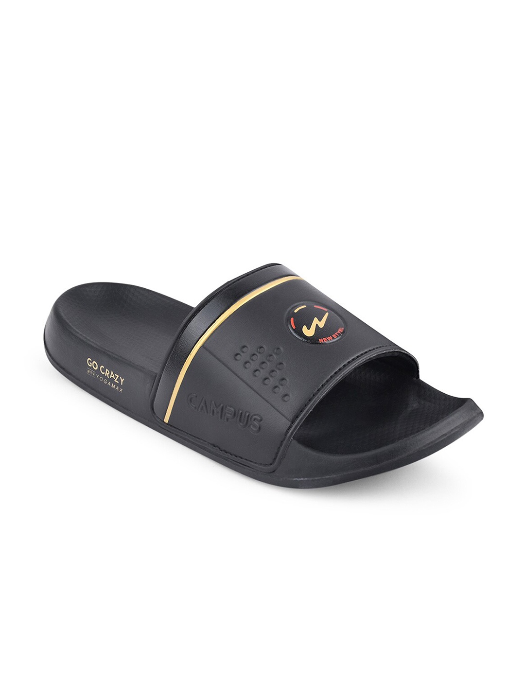 

Campus Men Black Solid Sliders