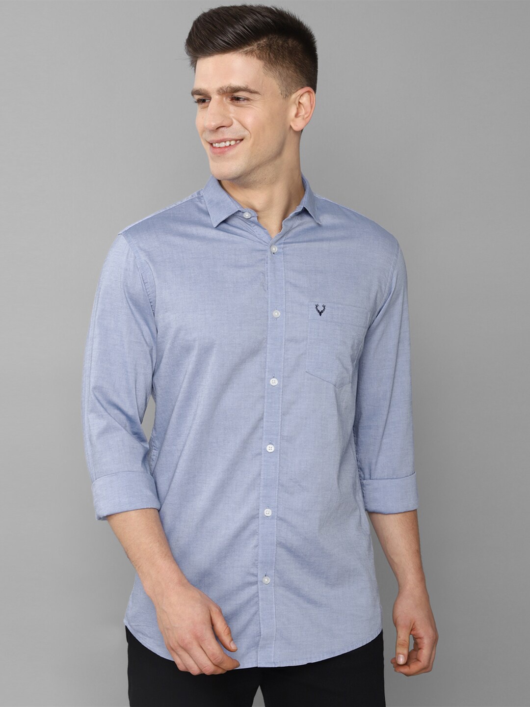 

Allen Solly Men Blue Solid Slim Fit Casual Shirt