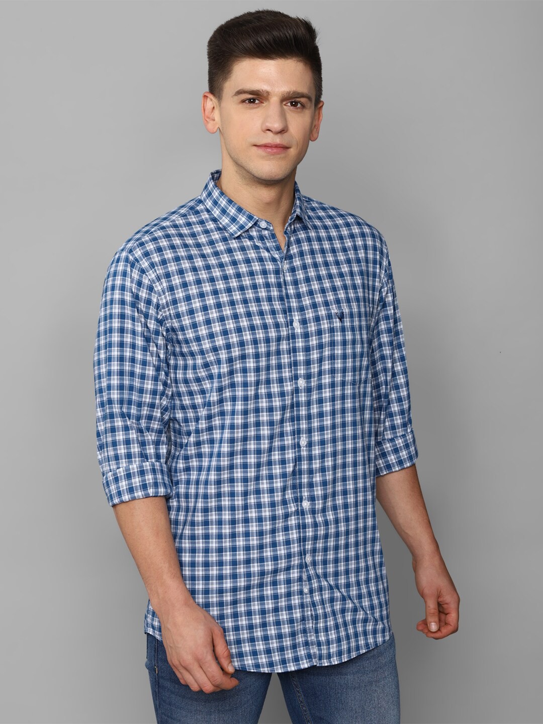

Allen Solly Men Blue Slim Fit Gingham Checked Casual Shirt