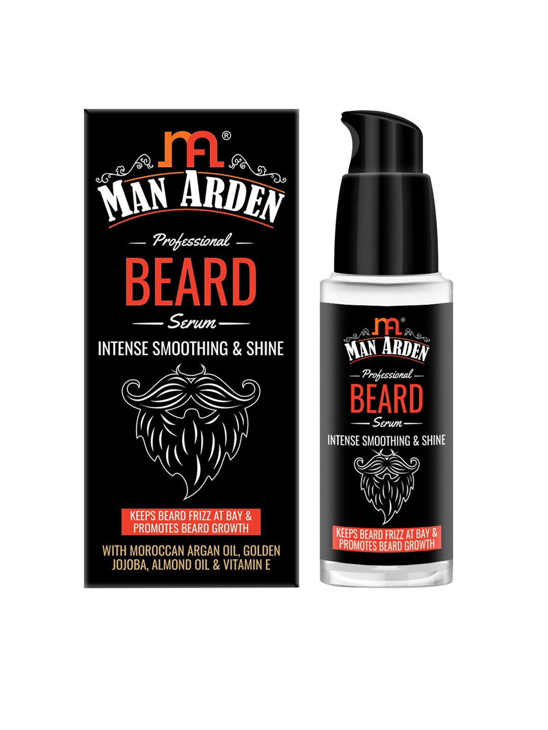 

Man Arden Professional Intense Smoothing & Shine Beard Serum with Argan & Almond Oil- 30ml, Black