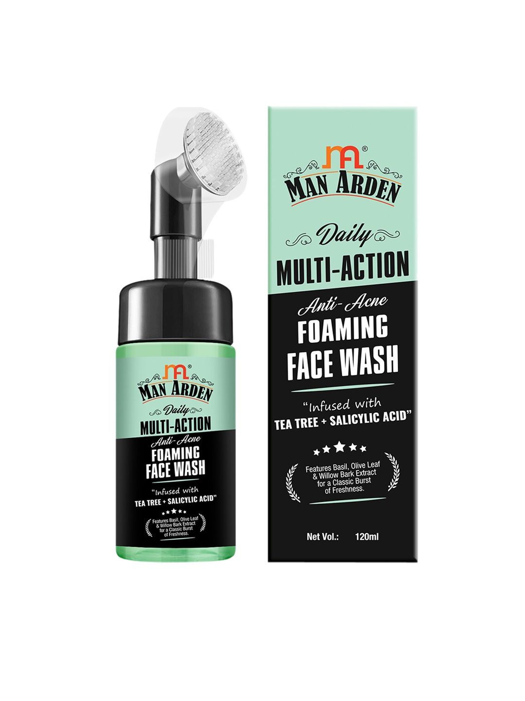 

Man Arden Men Multi-Action Acne Foaming Face Wash With Tea Tree & Salicylic Acid, Black