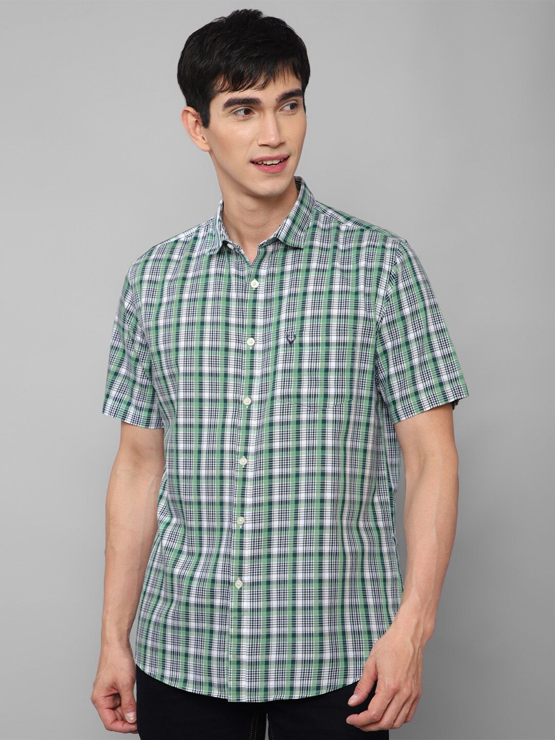 

Allen Solly Men Green Slim Fit Tartan Checks Checked Casual Shirt