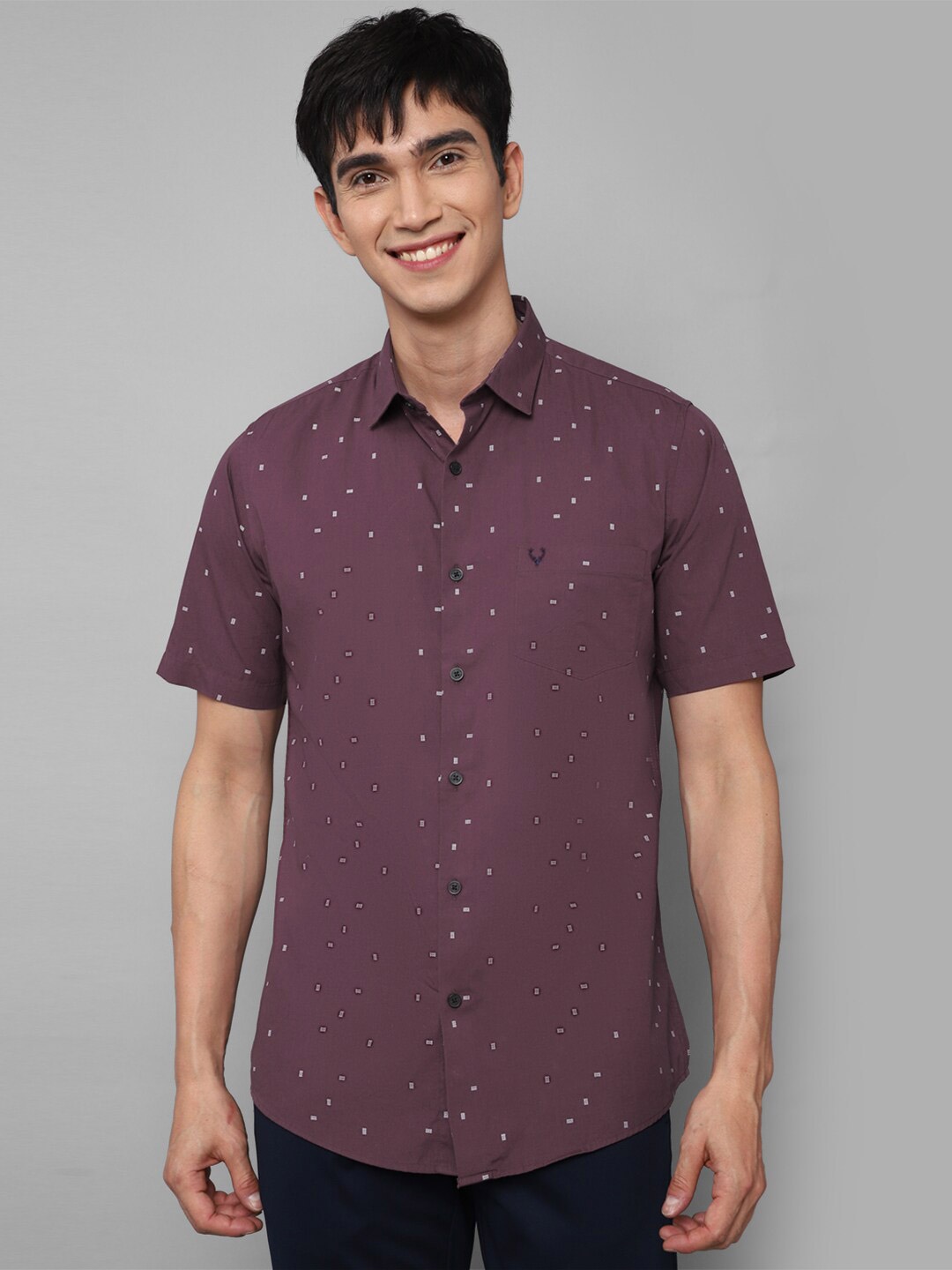 

Allen Solly Men Purple Slim Fit Printed Casual Shirt
