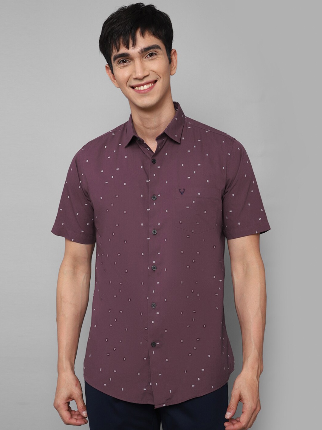 

Allen Solly Men Purple Cotton Slim Fit Printed Casual Shirt
