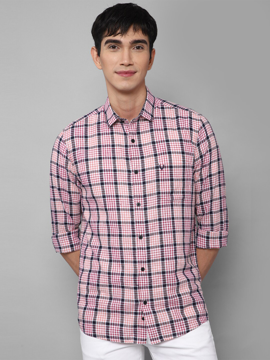 

Allen Solly Men Pink Checked Cotton Casual Shirt