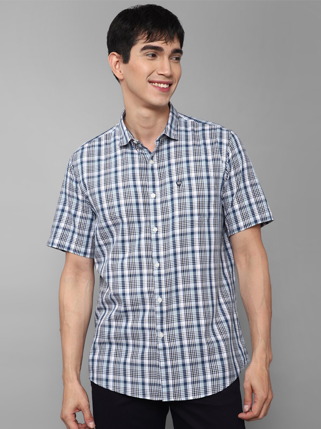 

Allen Solly Men Blue Slim Fit Tartan Checks Checked Casual Shirt