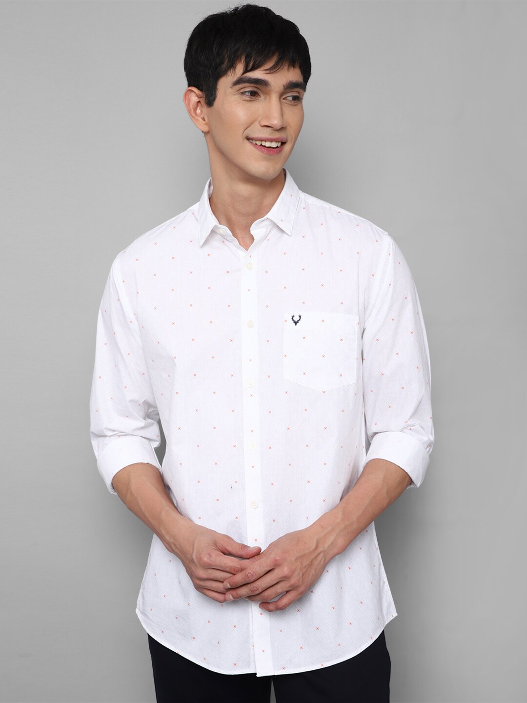 

Allen Solly Men White Slim Fit Printed Cotton Casual Shirt