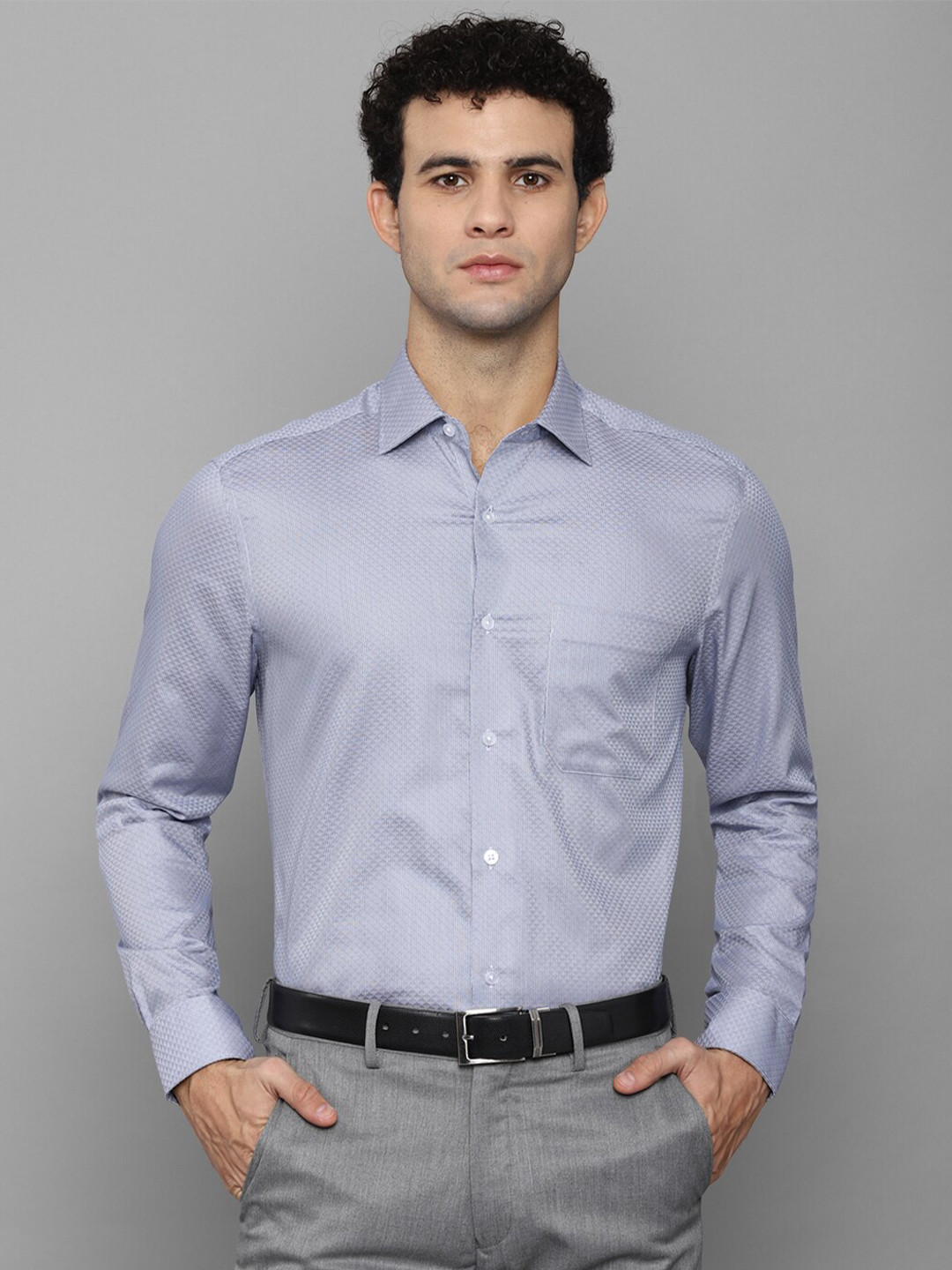 

Louis Philippe Men Blue Formal Spread Collar Shirt