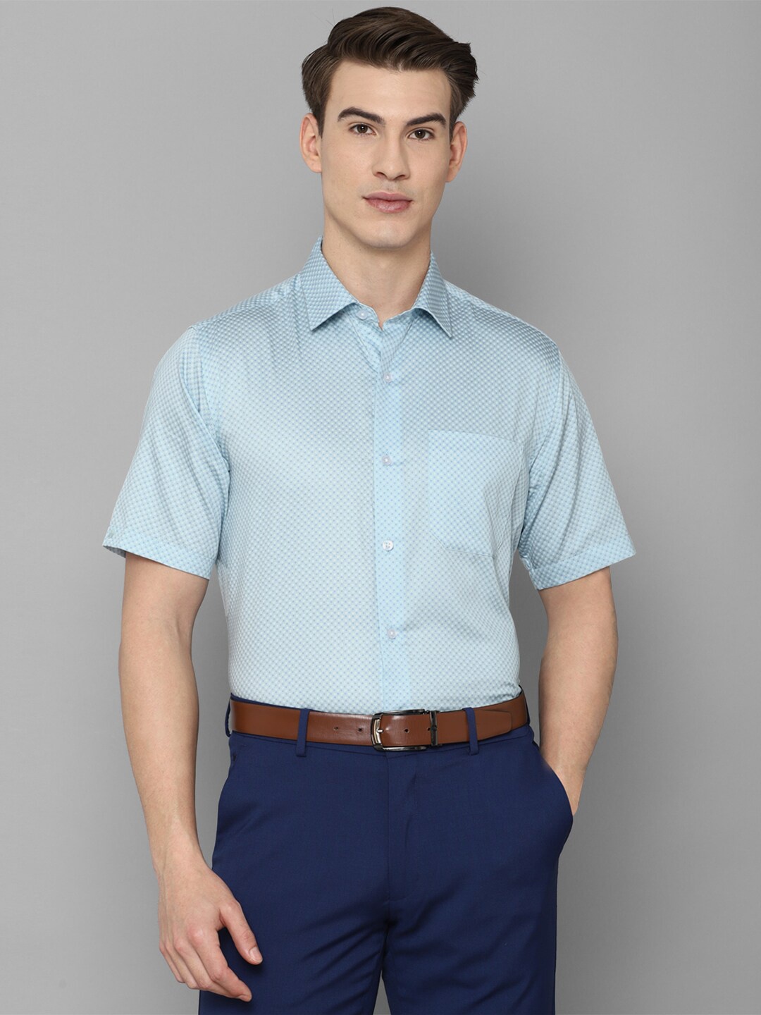 

Louis Philippe Men Blue Slim Fit Micro Checks Checked Pure Cotton Formal Shirt