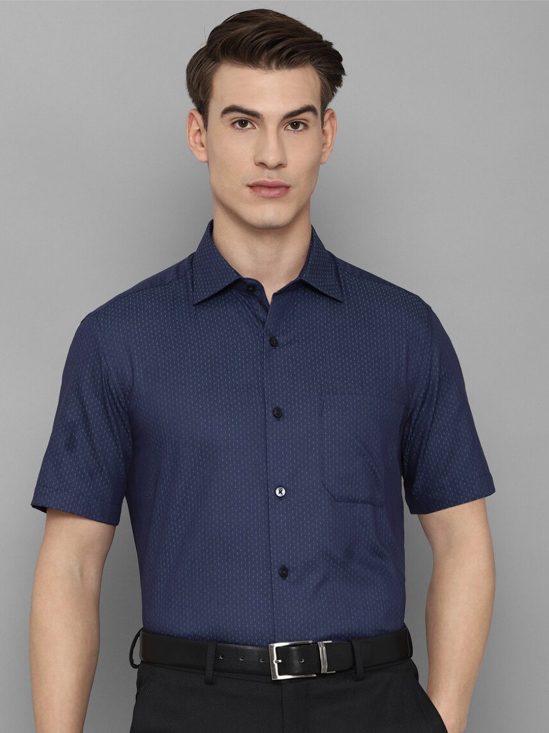 

Louis Philippe Men Navy Blue Formal Shirt