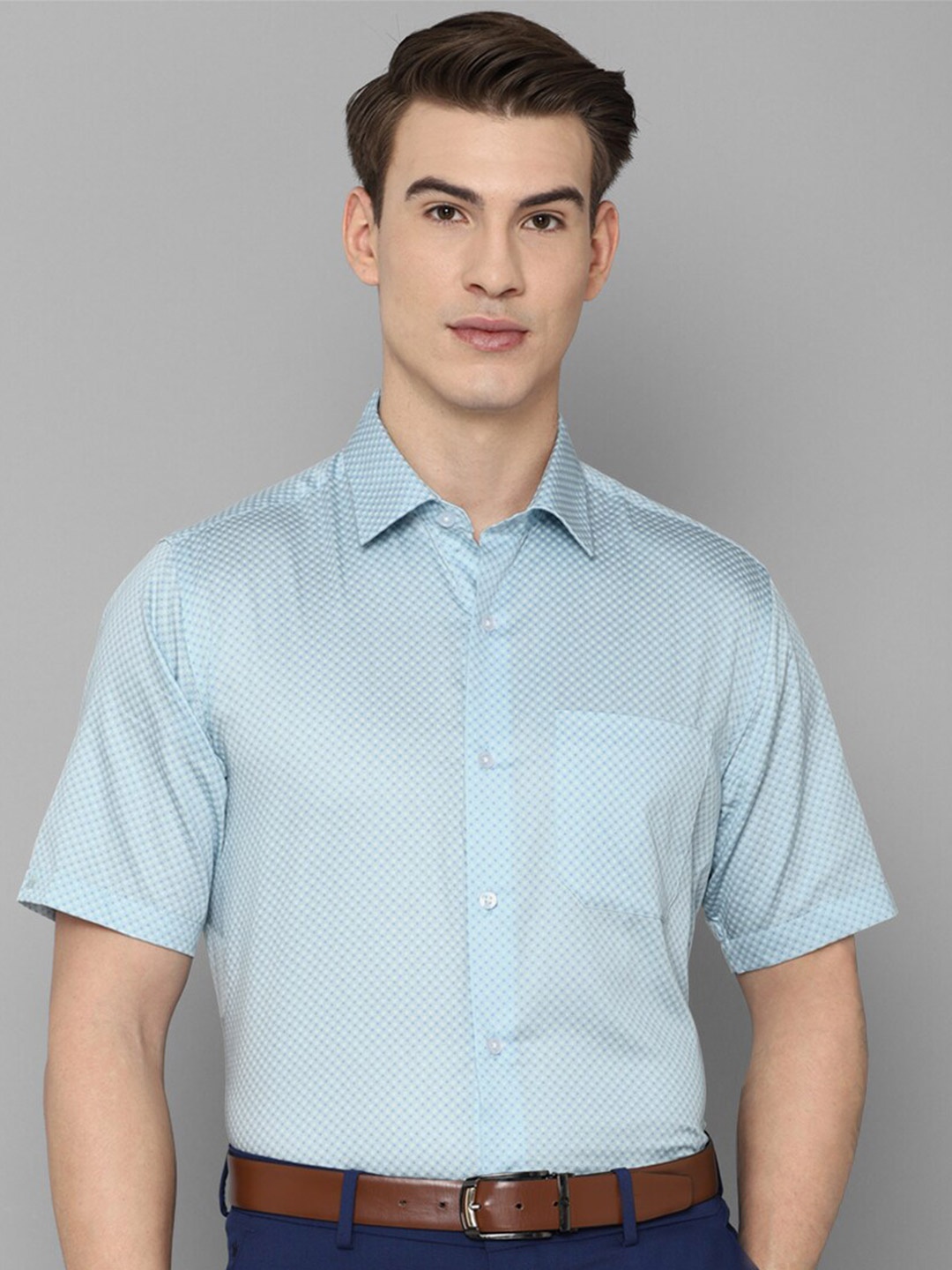 

Louis Philippe Men Blue Slim Fit Micro Checks Formal Shirt