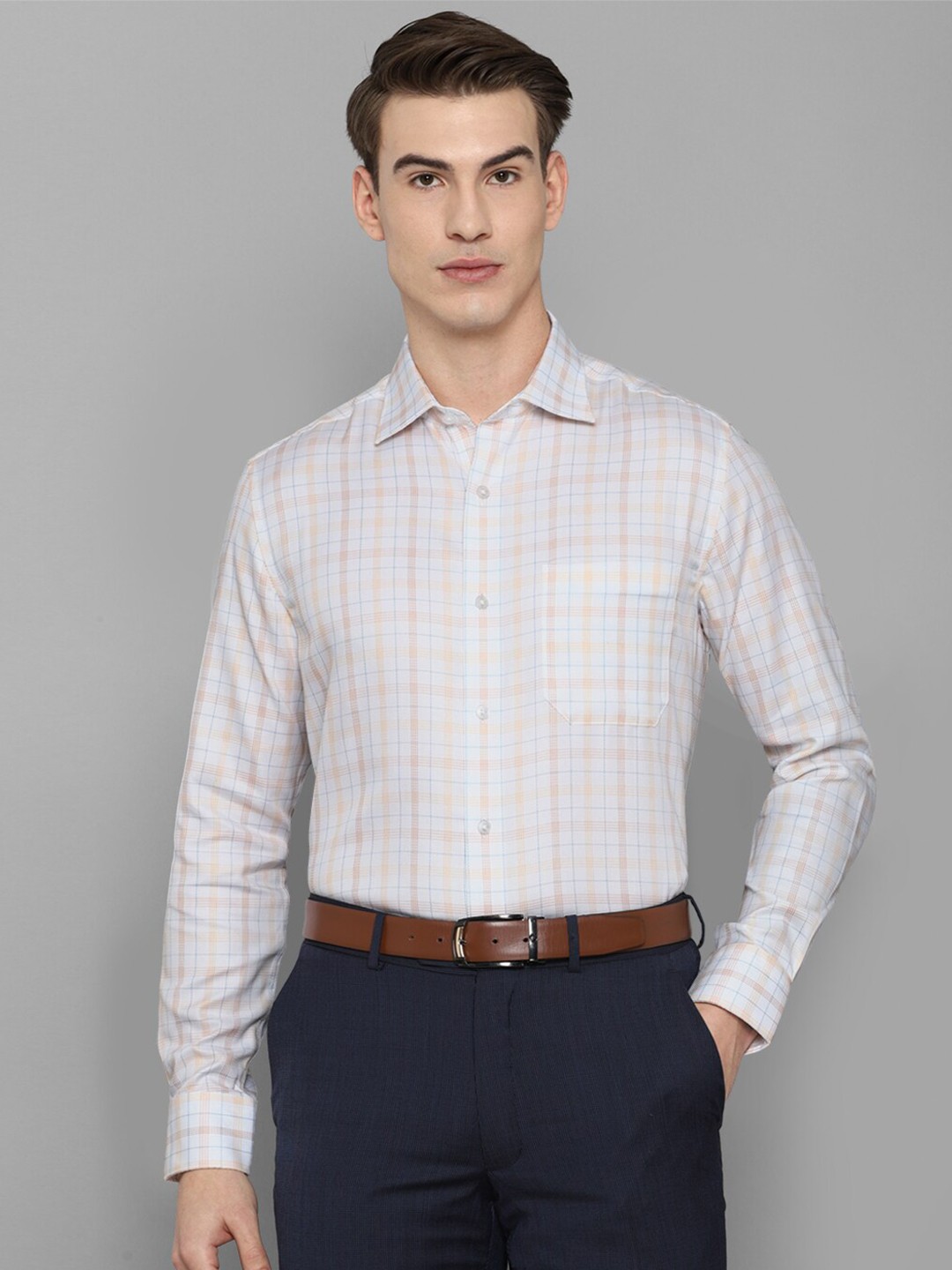 

Louis Philippe Men White Tartan Checks Checked Formal Cotton Shirt