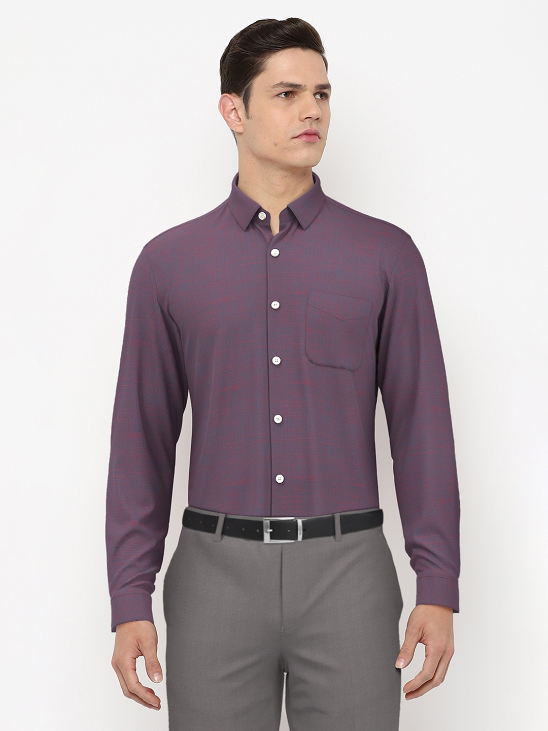

Peter England Men Purple Slim Fit Striped Formal Shirt