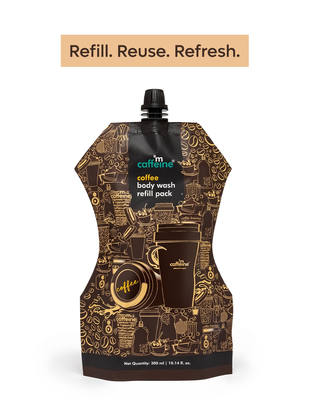 

MCaffeine Non-Drying Coffee Body Wash Refill Pack with Vitamin E & Brazil Nut Oil - 300 ml, Brown