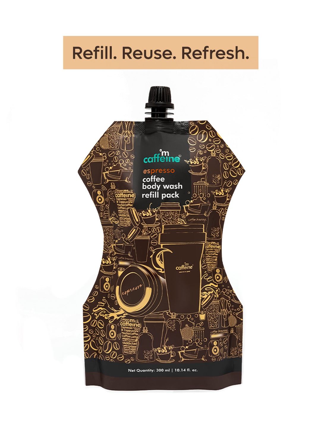 

MCaffeine Espresso Coffee Body Wash Refill Pouch -300ml, Brown