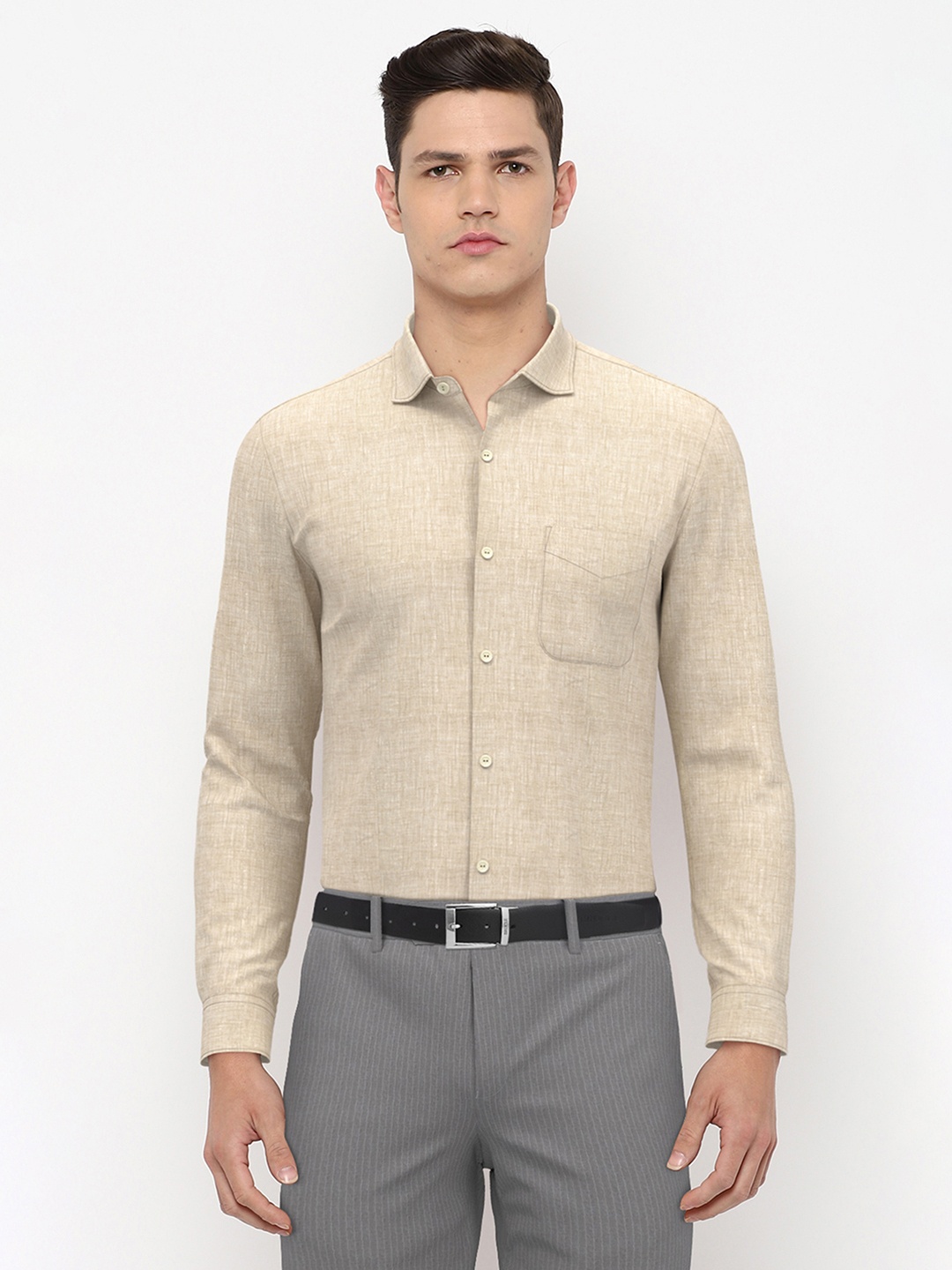 

Peter England Elite Men Beige Slim Fit Formal Shirt