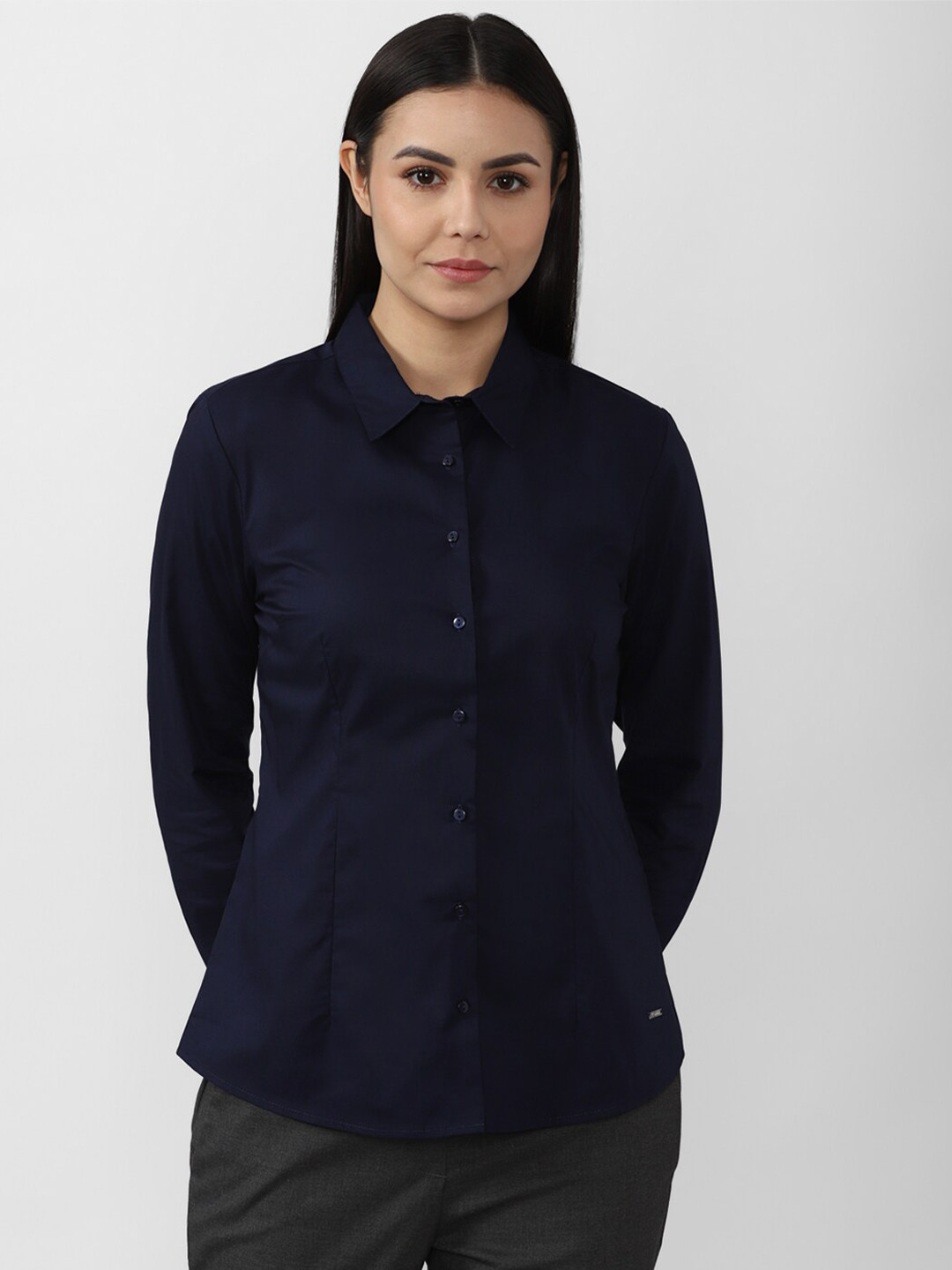

Van Heusen Woman Women Navy Blue Formal Shirt
