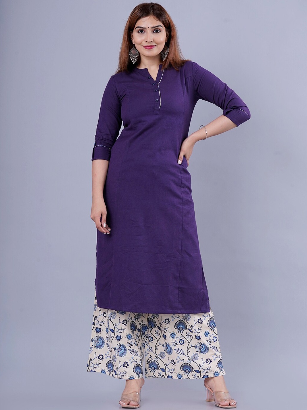 

KALINI Women Purple Kurti with Sharara