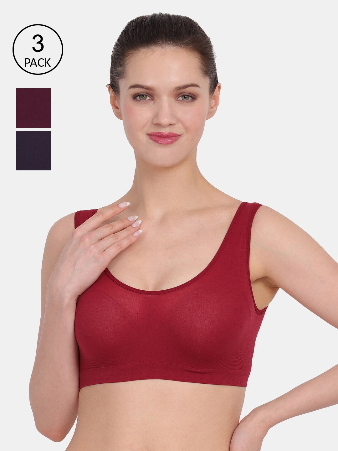 

Amour Secret Pack of 3 Solid Everyday Bra, Maroon