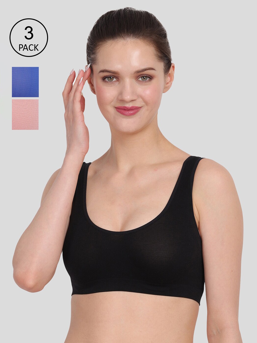 

Amour Secret Peach-Coloured & Blue Non-Padded Bra Pack of 3