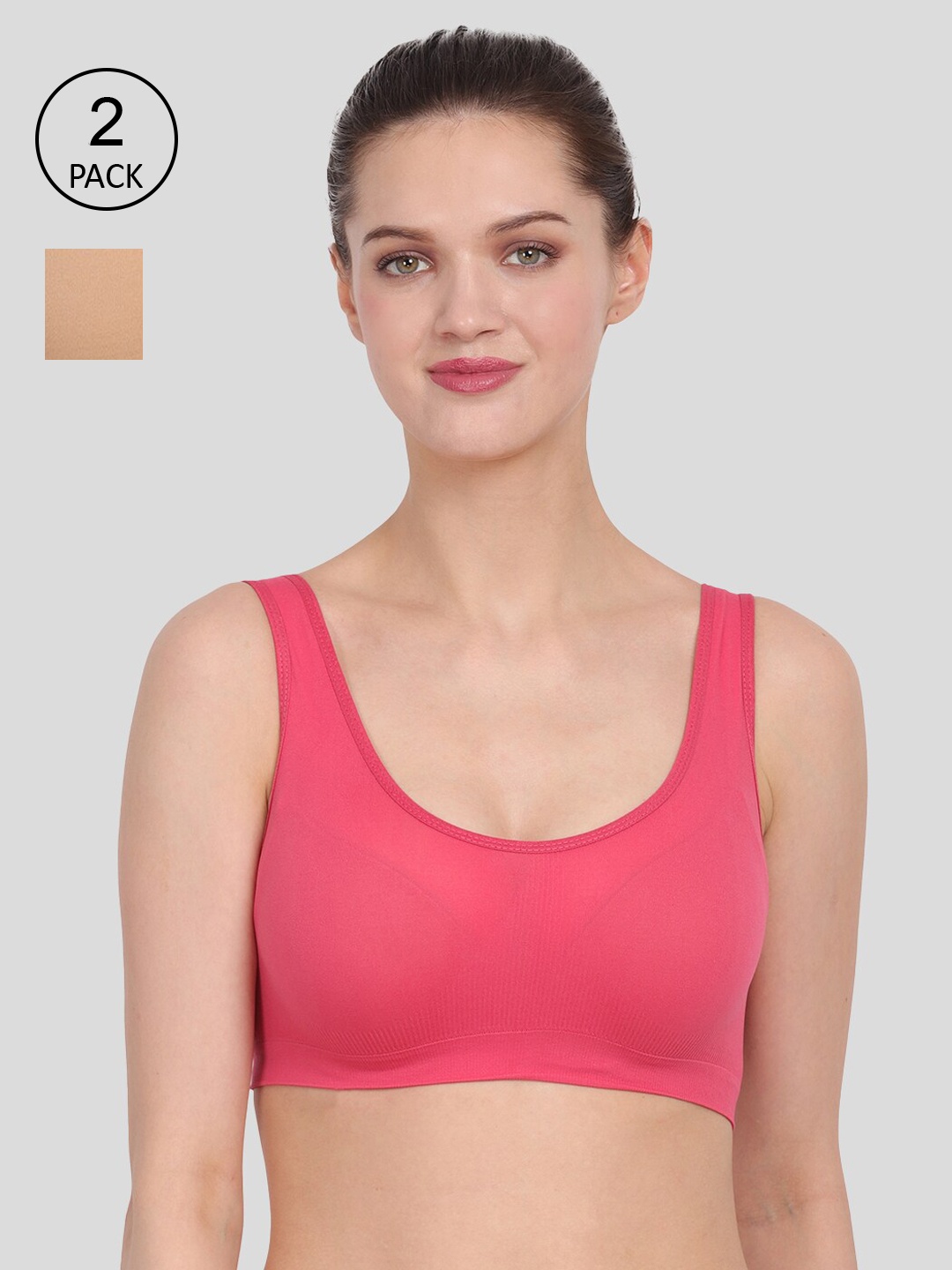

Amour Secret Nude-Coloured & Coral Bra