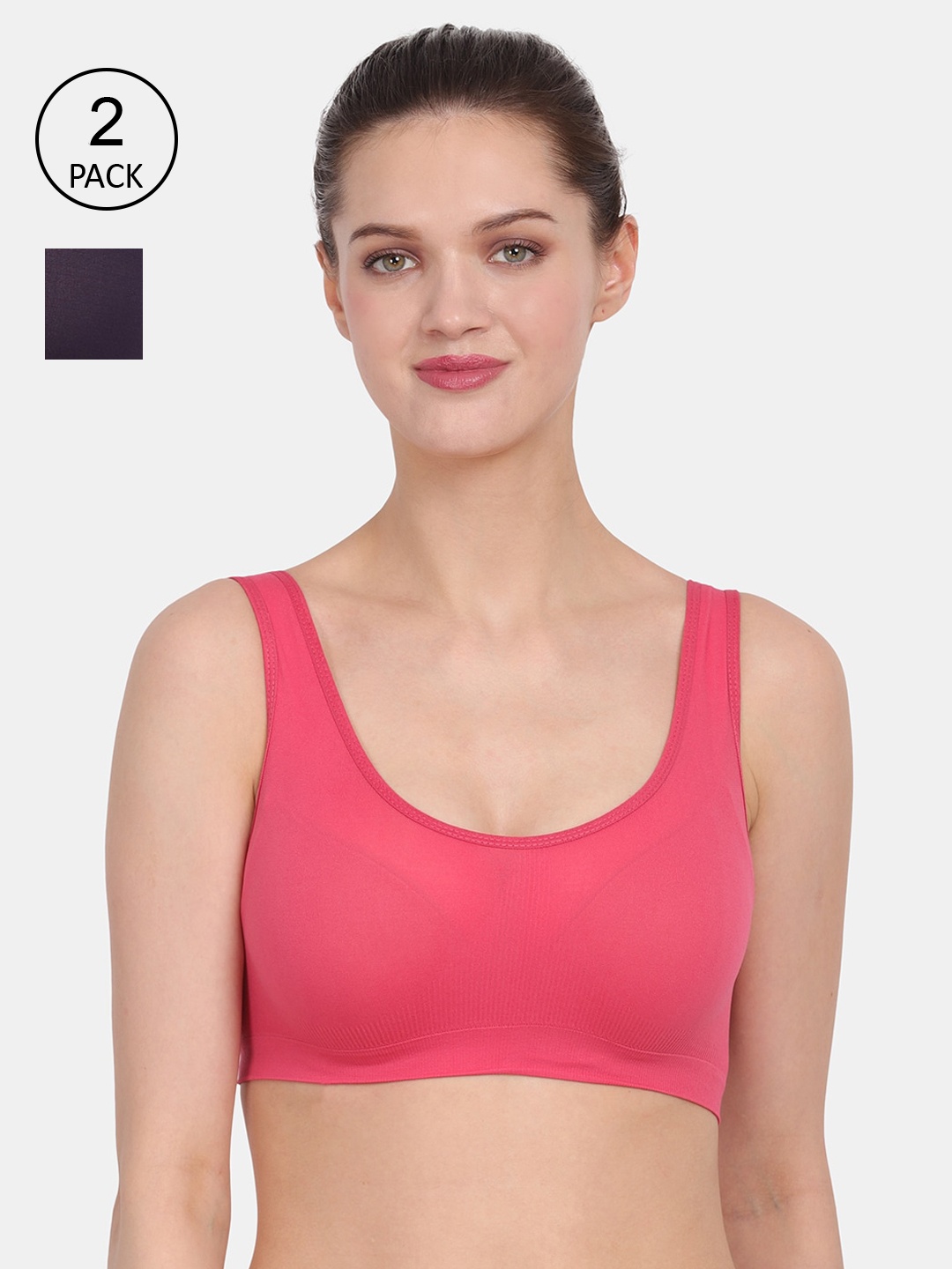 

Amour Secret Women Purple & Coral Pack Of 2 Non Padded Bra