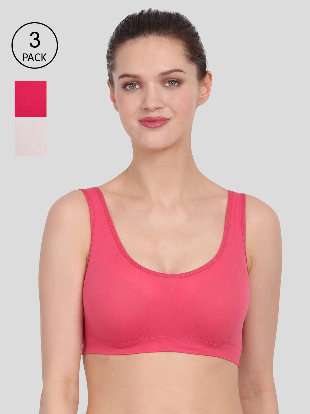 

Amour Secret Women Pack Of 3 Solid Non Padded Bra, White