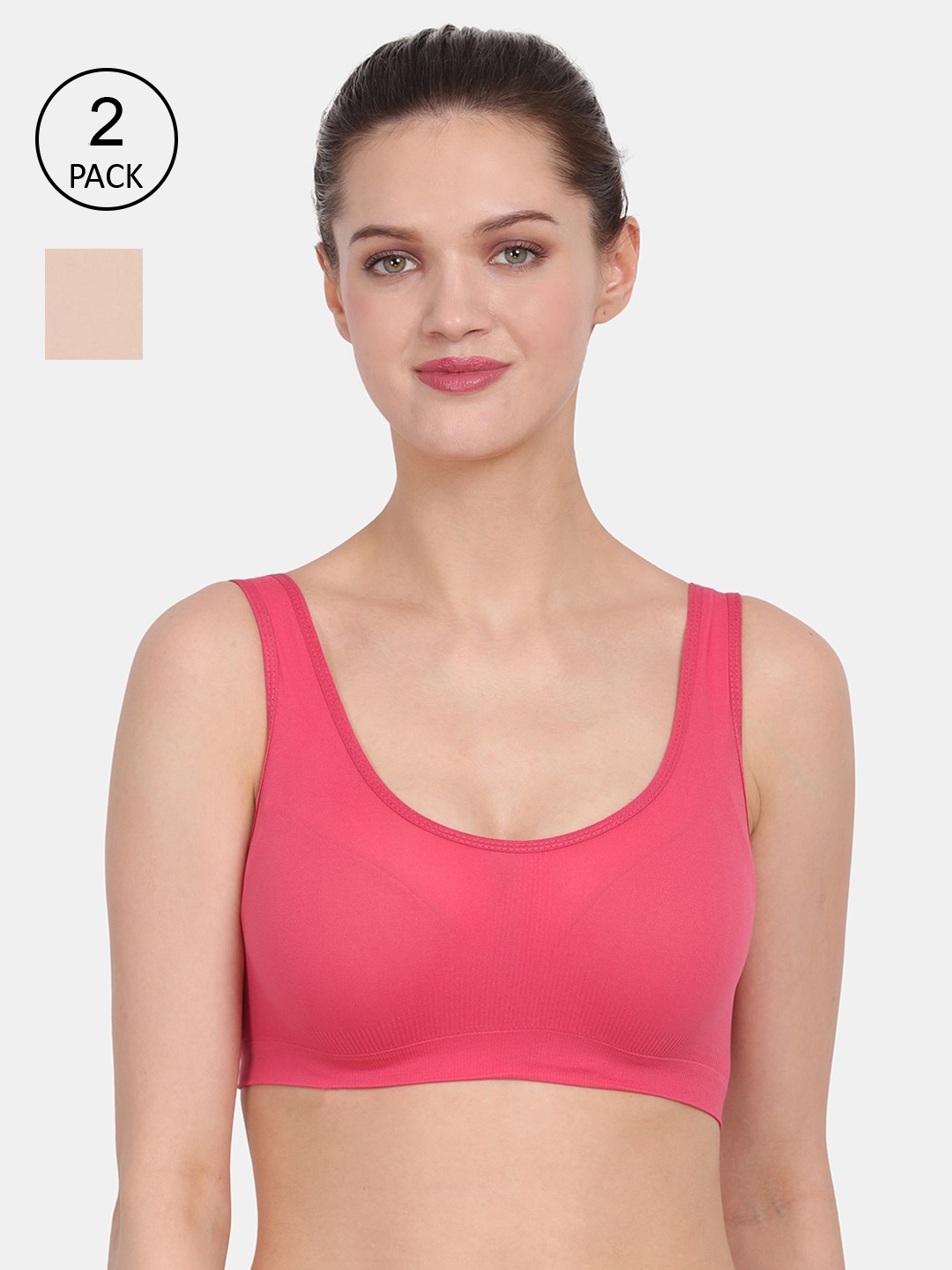 Amour Secret Pack of 2 Coral and Nude Women Multi Bra
