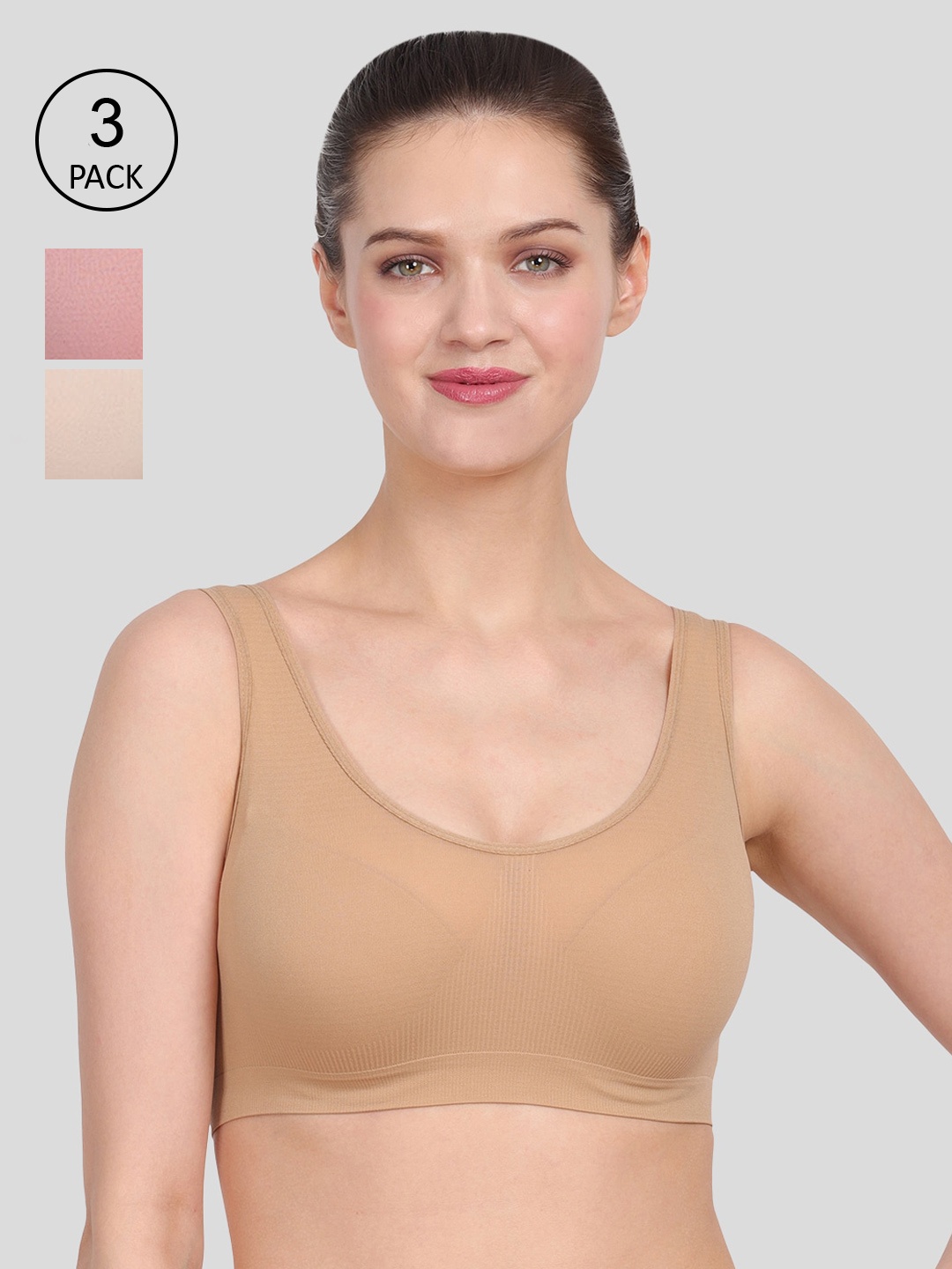

Amour Secret Women Pack Of 3 Solid Non Padded Bra, Nude