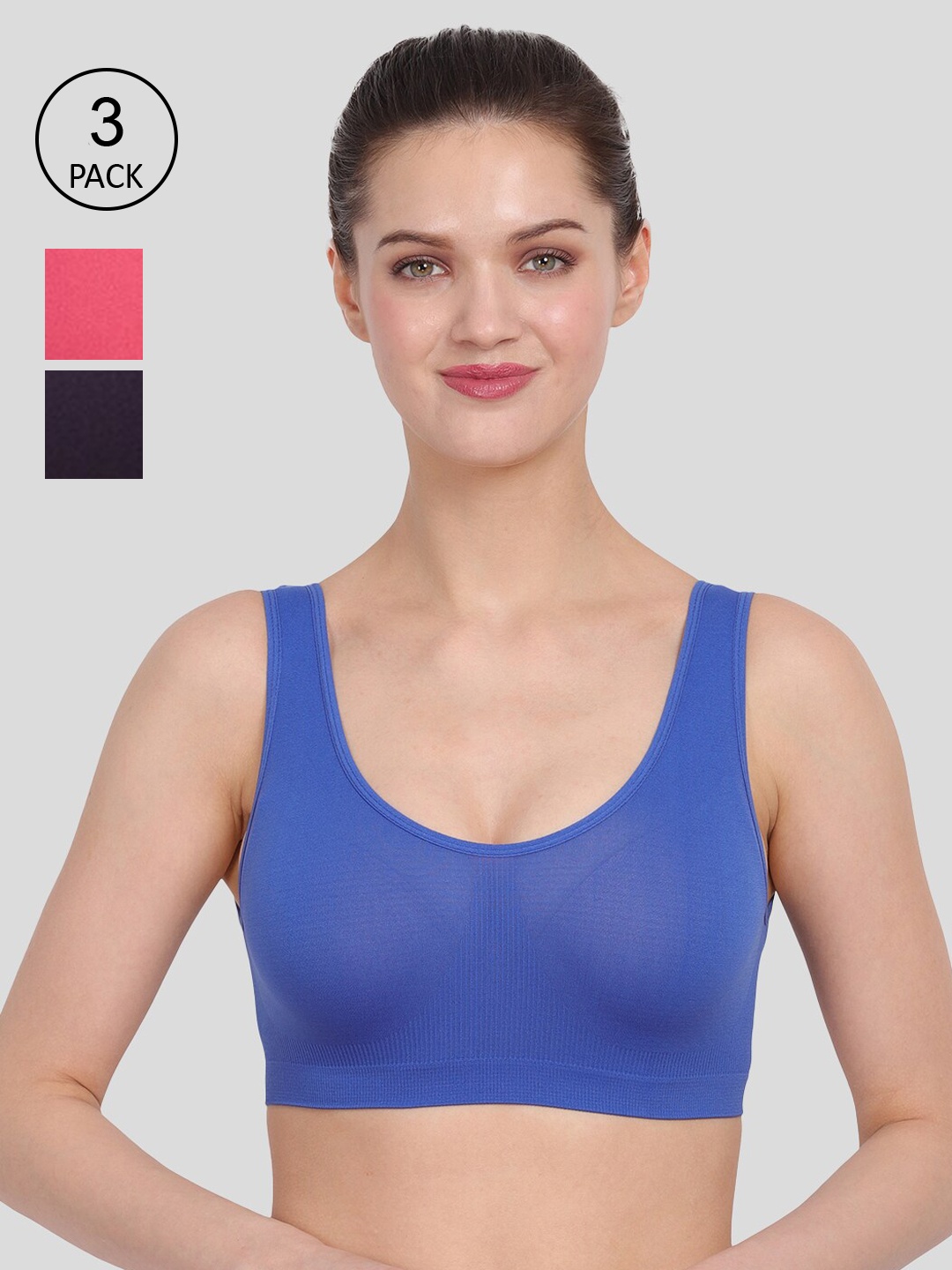 

Amour Secret women Pack of 3 Solid Blue & Coral Bra