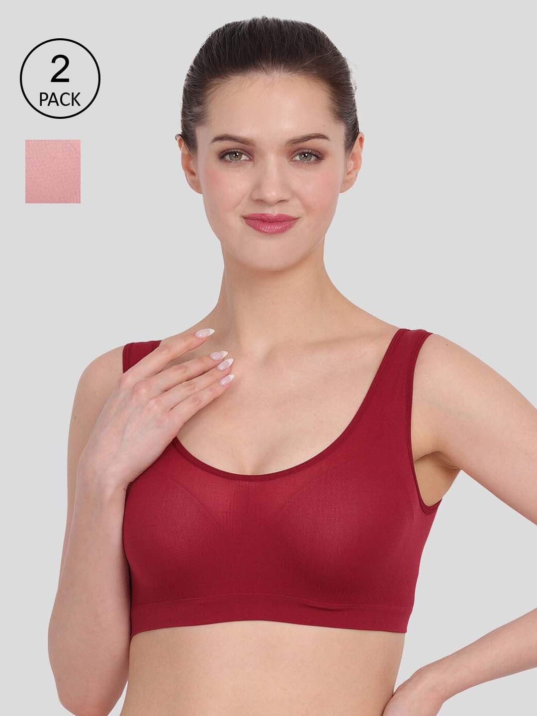 

Amour Secret Women Pack Of 2 Non-Wired Non-Padded Peach-Coloured & Maroon Bra