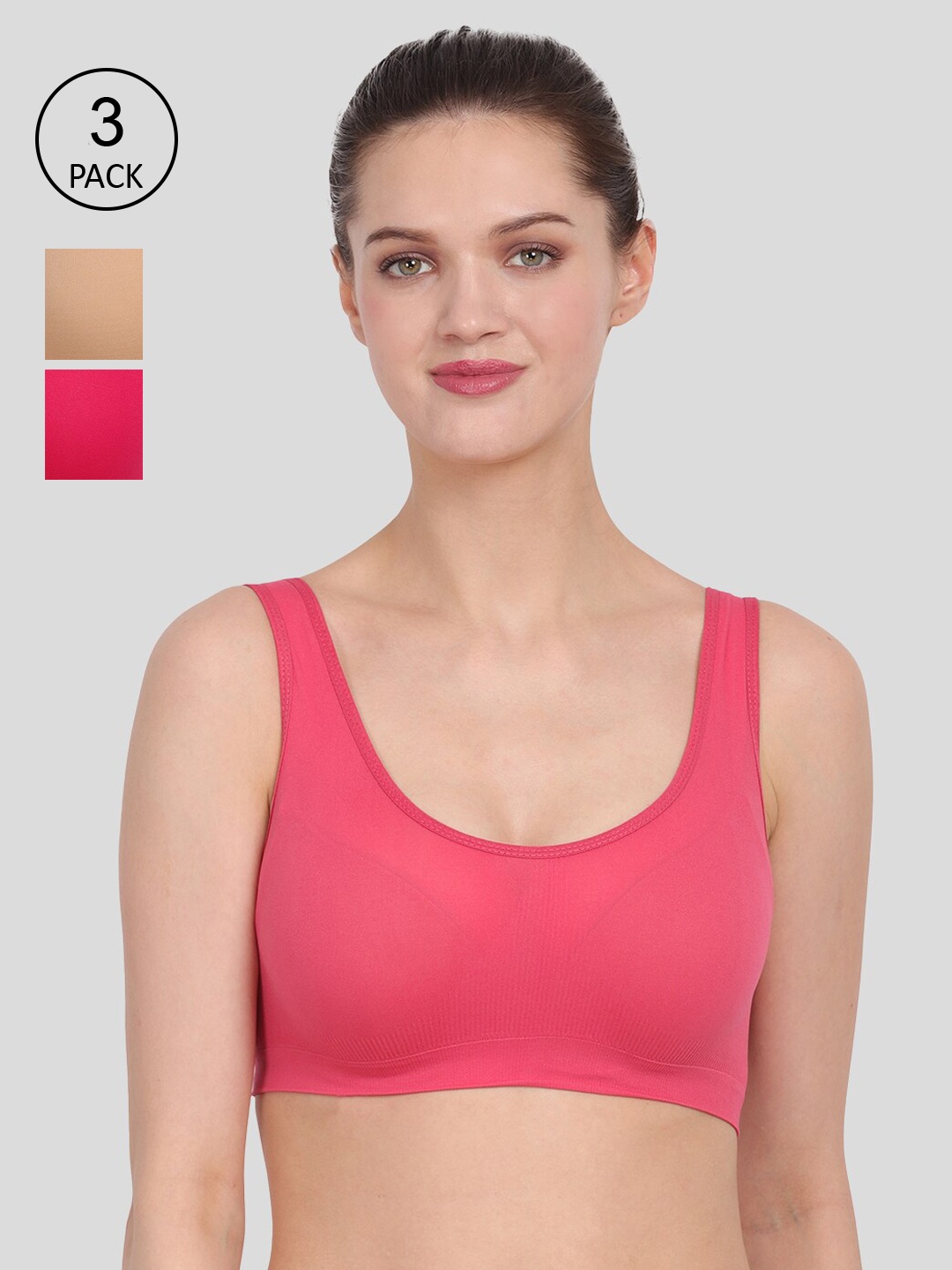 

Amour Secret Pack of 3 Pink & Nude, Maroon & Navy Blue coloured Everyday bra