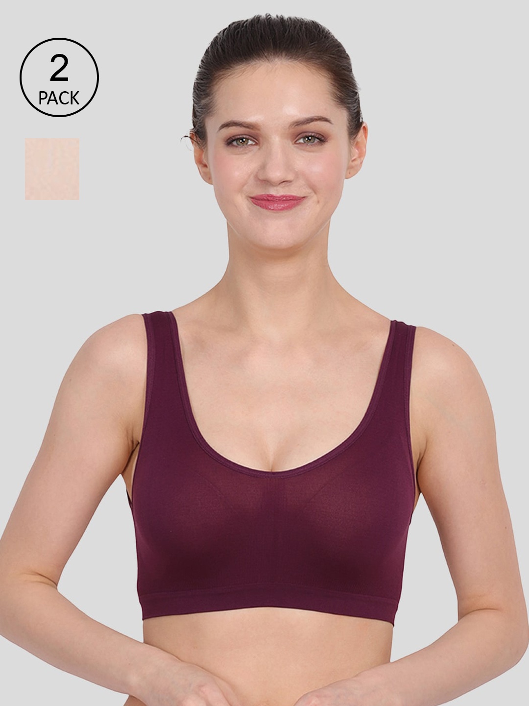 

Amour Secret Women Set of 2 Purple and Nude Non Padded Non Weired All Dat Comfort Air Bra