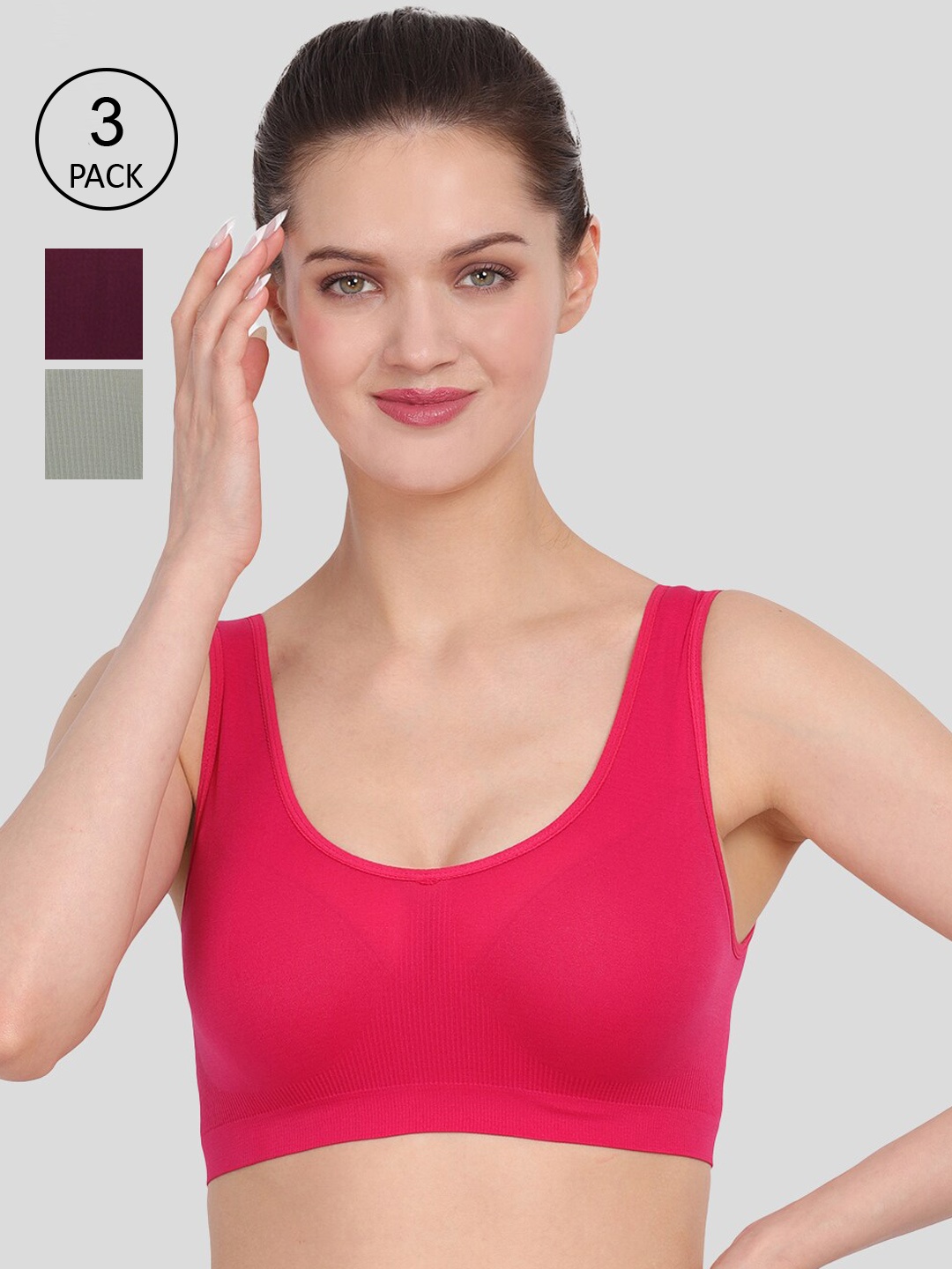 

Amour Secret women Pink & Green Bra pack of 3