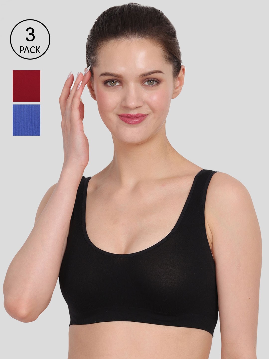 Amour Secret Women Blue , Black & Maroon Pack Of 3 Non Padded Air Bra