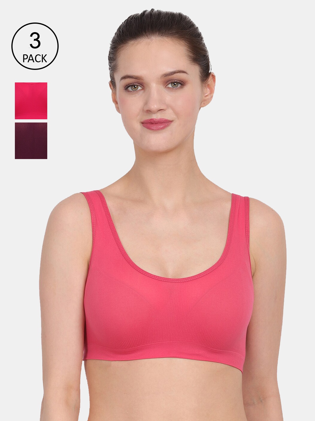 

Amour Secret Women Pack of 3 Coral-Dark Pink-Purple Bra