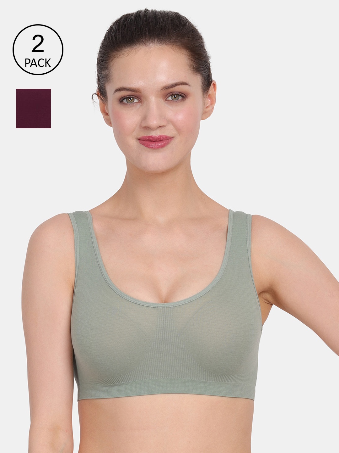 

Amour Secret Women Pack Of 2 Green & Purple Non Padded Bra