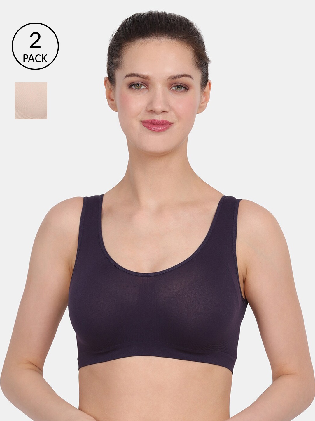 

Amour Secret Non Padded Nude-Coloured & Navy Blue Bra