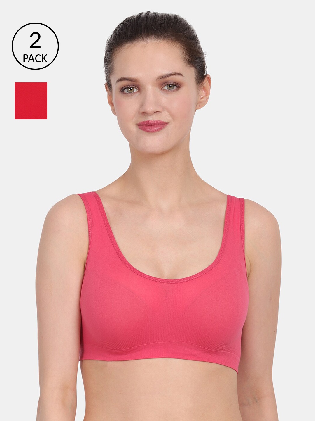 

Amour Secret Pack of 2 Red & Coral Bra