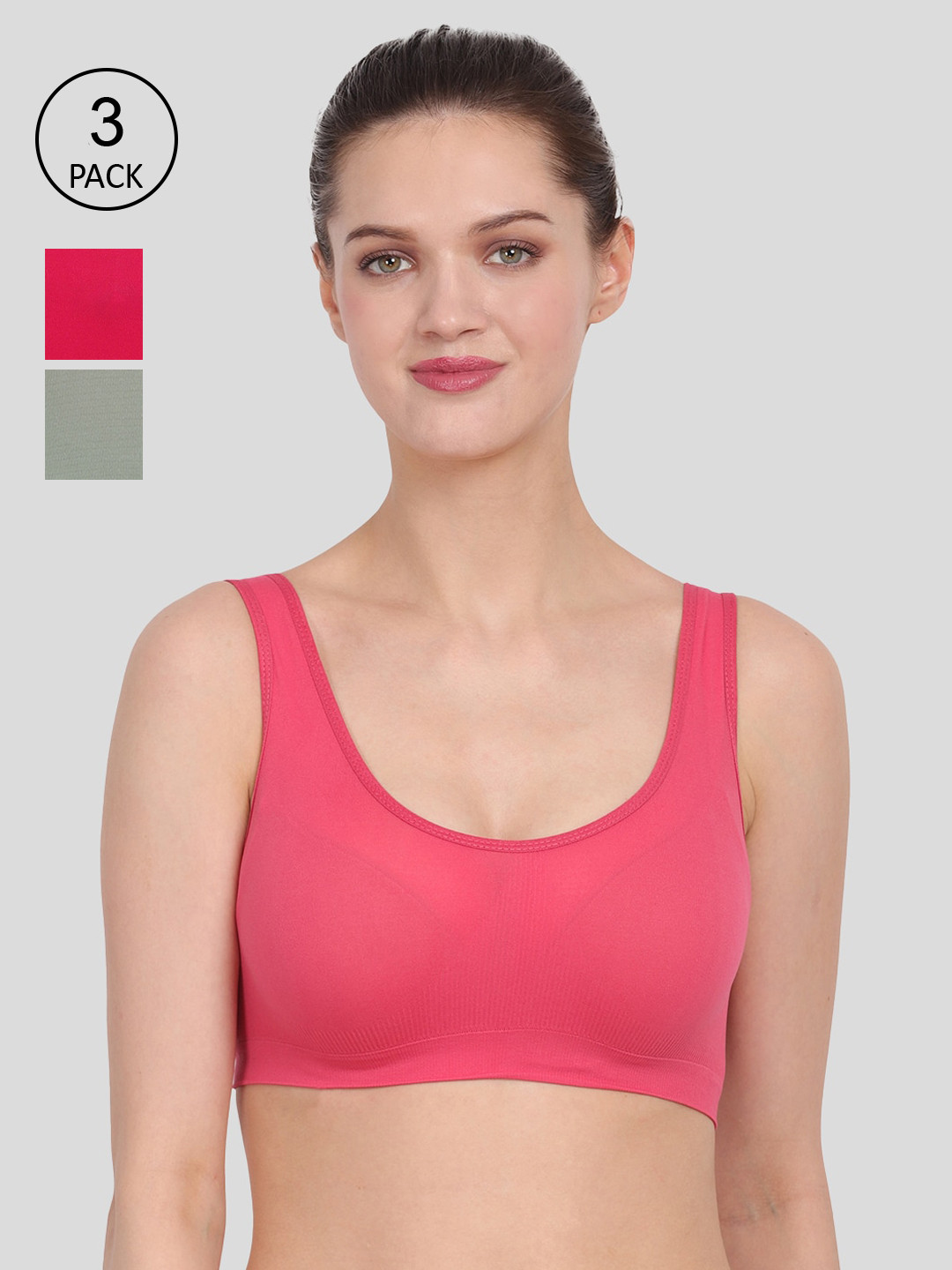 

Amour Secret Pink & Coral Pack Of 3 Non Padded Everyday Bra