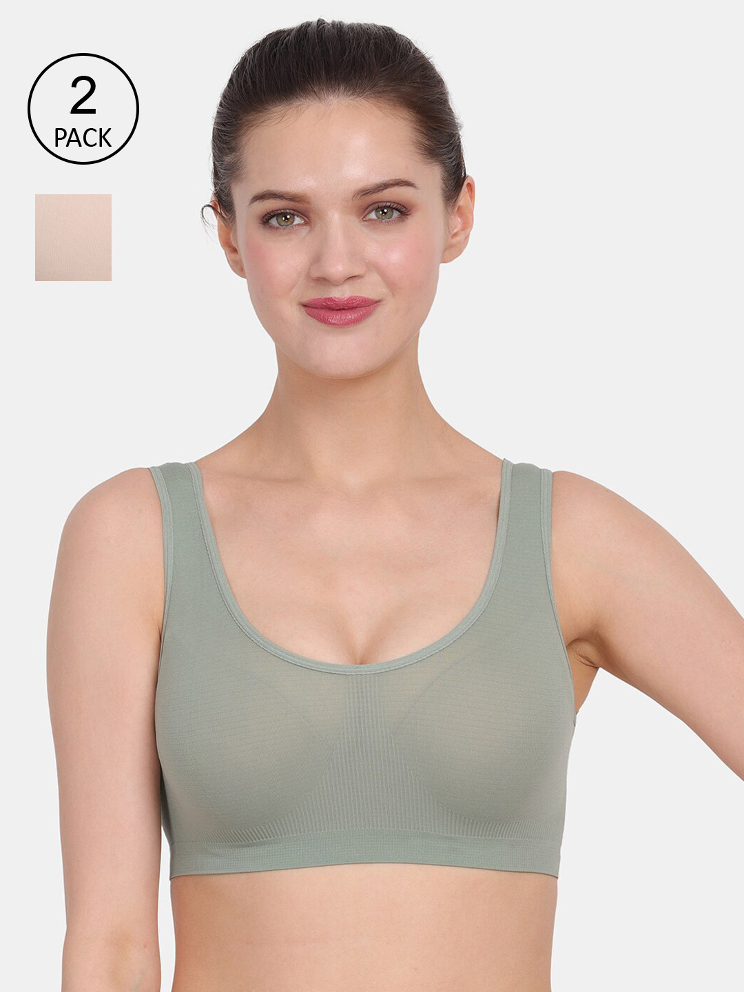 

Amour Secret Women Pack of 2 Green & Cream-Coloured Bra