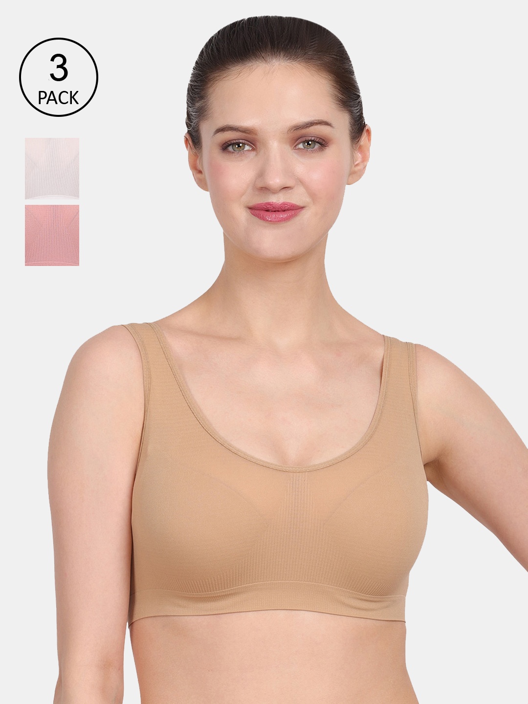 

Amour Secret Women Peach-Coloured & White Pack of 3 Bra