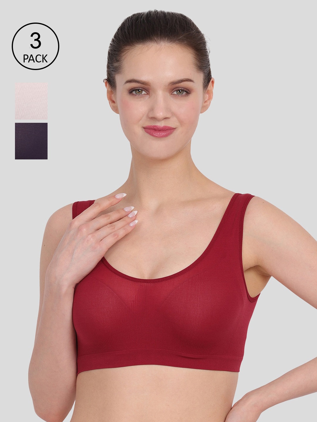 

Amour Secret Women Maroon & White Solid Non Padded Bra